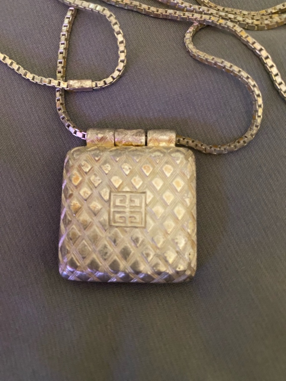 Vintage Givenchy Gold-Tone Quilted Pendant Necklace